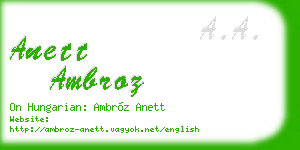 anett ambroz business card