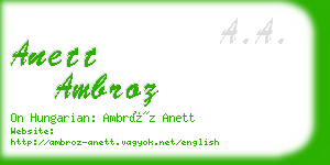 anett ambroz business card